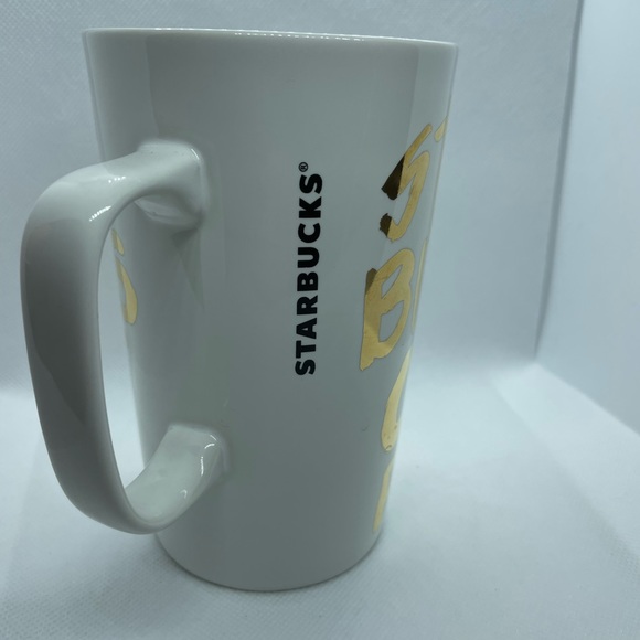 Starbucks 2015 White Gold Graffiti Lettering Ceramic Coffee Cup Mug 16 oz Large - Picture 6 of 10